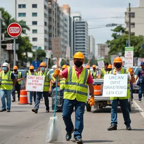 trabalhadores da limpeza urbana
